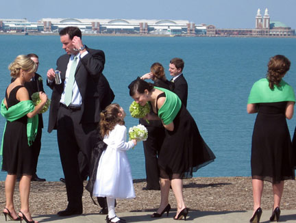 Bridal party at Chicago lakefront