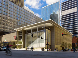 Matt Wylie of Eckenhoff & Saunders and Bruce DuMont discuss the new Museum of Broadcast Communications at the Chicago Advertising Foundation, March 7, 2012