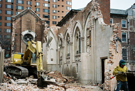 Holy Souls Chapel, Chicago, during demolition