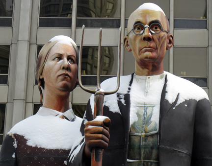 God Bless America, sculpture by J. Seward Johnson, Pioneer Court, Chicago