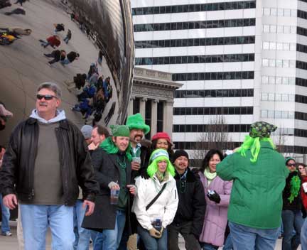 St. Patrick's Day at Anish Kapoor's Cloud Gate Sculpture, Millennium Park, Chicago