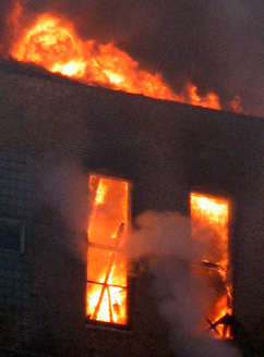 Wirt Dexter Building engulfed in flames