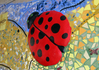 detail, bricolage mosaic, Bryn Mawr underpass, Chicago