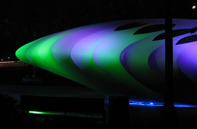 Burnham Pavilion designed by Zaha Hadid for the Burnham Plan Centennial Celebration, Millennium Park, Chicago, 2009