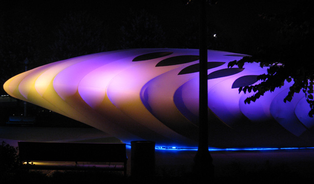 Burnham Pavilion designed by Zaha Hadid for the Burnham Plan Centennial Celebration, Millennium Park, Chicago, 2009