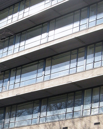 detail, Kaplan Pavilion, originally Private Pavilion, Michael Reese Hospital, Chicago, Loebl, Schlossman & Bennett, architects, with Walter Gropius