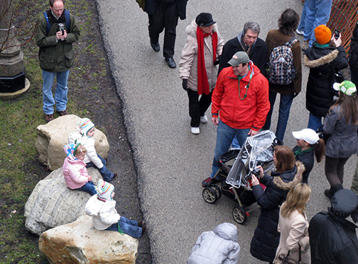 Spectators at the dyeing of the Chicago River green, March 13, 2010